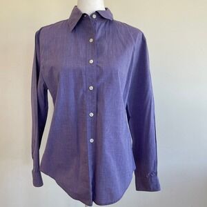 Talbots Petites Womens Purple Cotton Long Sleeve Button Down Blouse Shirt 6P